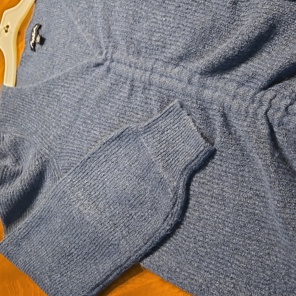 Blue V-Neck Ruched Sweater - Picture 2 of 7